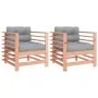 Sillones de jardín y cojines 2 uds madera maciza abeto Douglas de vidaXL, Sofás modulares de exterior - Ref: Foro24-825679, P...
