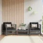 Sillones de jardín con cojines 2 uds madera maciza de pino gris de vidaXL, Sofás modulares de exterior - Ref: Foro24-825676, ...