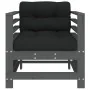 Sillones de jardín con cojines 2 uds madera maciza de pino gris de vidaXL, Sofás modulares de exterior - Ref: Foro24-825676, ...