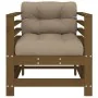 Sillones de jardín cojines 2 uds madera maciza pino marrón miel de vidaXL, Sofás modulares de exterior - Ref: Foro24-825677, ...