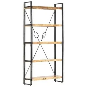 Estantería de 5 niveles madera maciza mango 90x30x180 cm de vidaXL, Librerías y estanterías - Ref: Foro24-286581, Precio: 256...