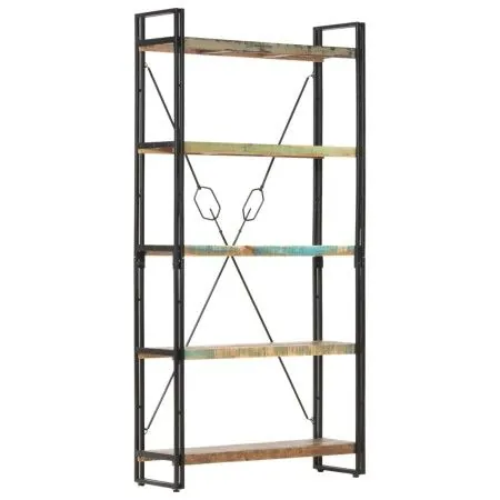 Estantería de 5 niveles de madera maciza reciclada 90x30x180 cm de vidaXL, Librerías y estanterías - Ref: Foro24-286584, Prec...