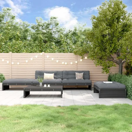 Juego de muebles de jardín 5 pzas y cojines madera maciza negro de vidaXL, Conjuntos de jardín - Ref: Foro24-3186148, Precio:...