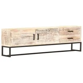 Mueble para TV de madera maciza de acacia blanco 140x30x45 cm de vidaXL, Muebles TV - Ref: Foro24-287328, Precio: 271,42 €, D...