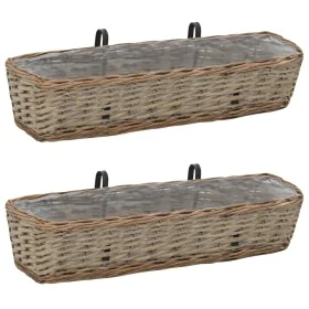 Jardinera de balcón 2 uds mimbre con forro de PE 80 cm de vidaXL, Maceteros y jardineras - Ref: Foro24-287642, Precio: 57,85 ...