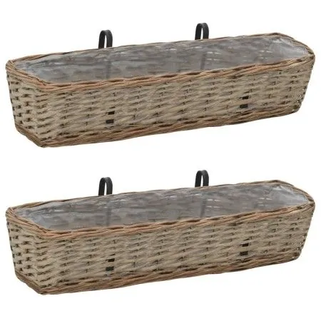 Jardinera de balcón 2 uds mimbre con forro de PE 80 cm de vidaXL, Maceteros y jardineras - Ref: Foro24-287642, Precio: 57,85 ...