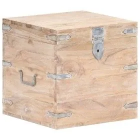 Baúl de madera maciza de acacia 40x40x40 cm de vidaXL, Baúles de almacenamiento - Ref: Foro24-289640, Precio: 133,92 €, Descu...