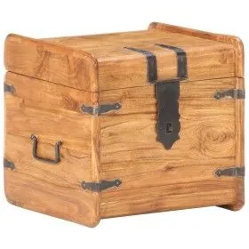 Baúl de madera maciza de acacia 40x40x40 cm de vidaXL, Baúles de almacenamiento - Ref: Foro24-289647, Precio: 140,55 €, Descu...