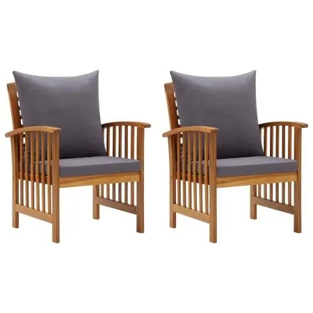 Sillas de jardín con cojines 2 unidades madera maciza acacia de vidaXL, Sillas de jardín - Ref: Foro24-310258, Precio: 196,87...