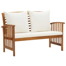 Banco de jardín con cojines 119 cm madera maciza de acacia de vidaXL, Bancos de jardín - Ref: Foro24-310260, Precio: 161,20 €...
