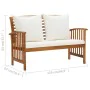 Banco de jardín con cojines 119 cm madera maciza de acacia de vidaXL, Bancos de jardín - Ref: Foro24-310260, Precio: 161,20 €...