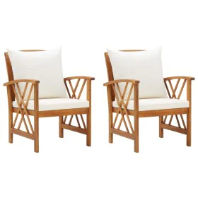 Sillas de jardín con cojines 2 unidades madera maciza acacia de vidaXL, Sillas de jardín - Ref: Foro24-310267, Precio: 200,28...