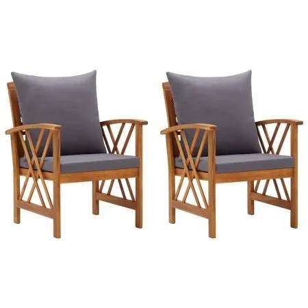 Sillas de jardín con cojines 2 unidades madera maciza acacia de vidaXL, Sillas de jardín - Ref: Foro24-310268, Precio: 186,62...
