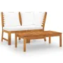 Garden furniture 3 pcs solid acacia wood cream cushions by vidaXL, Modular outdoor sofas - Ref: Foro24-311834, Price: 249,68 ...