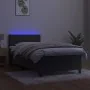 Box spring bed with mattress and LED dark gray velvet 100x200 cm by vidaXL, Beds and slatted bases - Ref: Foro24-3134568, Pri...