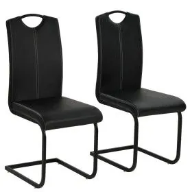 Sillas de comedor voladizas 2 unidades cuero sintético negro de vidaXL, Sillas de comedor - Ref: Foro24-246193, Precio: 153,8...