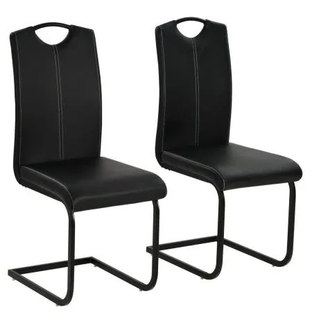 Sillas de comedor voladizas 2 unidades cuero sintético negro de vidaXL, Sillas de comedor - Ref: Foro24-246193, Precio: 153,8...