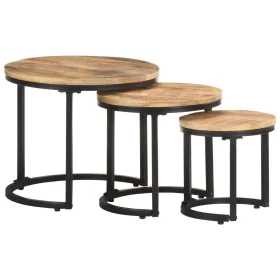 Mesitas auxiliares 3 Piezas madera de mango rugosa de vidaXL, Mesas auxiliares - Ref: Foro24-320686, Precio: 107,70 €, Descue...