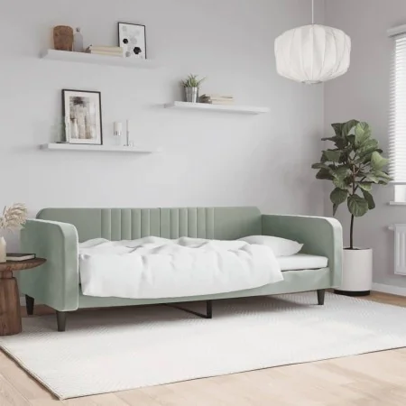 Light gray velvet sofa bed 90x200 cm by vidaXL, Beds and slatted bases - Ref: Foro24-354086, Price: 186,33 €, Discount: %