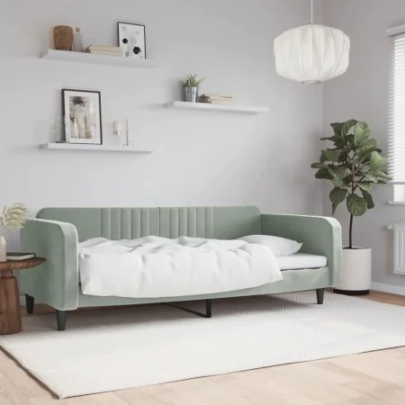 Sofá cama terciopelo gris claro 100x200 cm de vidaXL, Camas y somieres - Ref: Foro24-354093, Precio: 193,25 €, Descuento: %