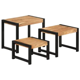 Mesas apilables 3 uds madera maciza con acabado de sheesham de vidaXL, Mesas auxiliares - Ref: Foro24-321552, Precio: 123,23 ...