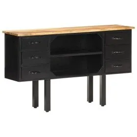 Aparador de madera maciza de mango rugosa y acero 110x30x65 cm de vidaXL, Aparadores - Ref: Foro24-321571, Precio: 151,00 €, ...