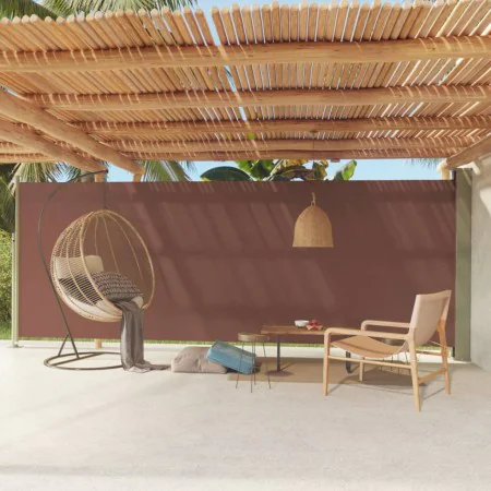 Toldo lateral retráctil de jardín marrón 200x600 cm de vidaXL, Sombrillas - Ref: Foro24-317975, Precio: 111,36 €, Descuento: %