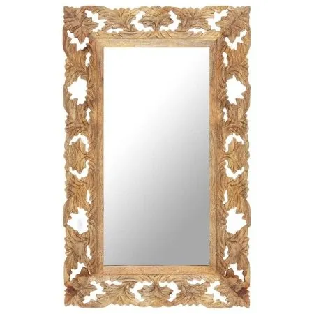 Espejo tallado a mano marrón 80x50 cm madera maciza de mango de vidaXL, Espejos - Ref: Foro24-321639, Precio: 99,56 €, Descue...