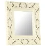 Espejo tallado a mano madera maciza de mango blanco 50x50 cm de vidaXL, Espejos - Ref: Foro24-321641, Precio: 34,35 €, Descue...