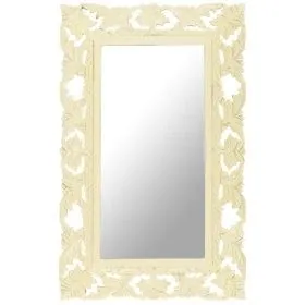 Espejo tallado a mano madera maciza de mango blanco 80x50 cm de vidaXL, Espejos - Ref: Foro24-321642, Precio: 79,29 €, Descue...