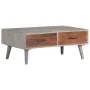 Mesa de centro madera maciza de mango rugosa gris 100x60x40 cm de vidaXL, Mesas de centro - Ref: Foro24-321808, Precio: 154,2...