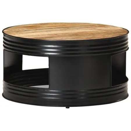 Mesa de centro madera maciza de mango rugosa negra 68x68x36 cm de vidaXL, Mesas de centro - Ref: Foro24-321931, Precio: 201,6...