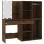 Tocador con LED y armario madera contrachapada marrón roble de vidaXL, Tocadores para dormitorios - Ref: Foro24-3120190, Prec...