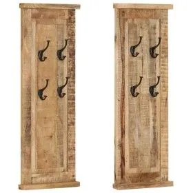 Coat racks 2 units solid mango wood 38x100 cm by vidaXL, Hat and coat racks - Ref: Foro24-337853, Price: 133,20 €, Discount: %