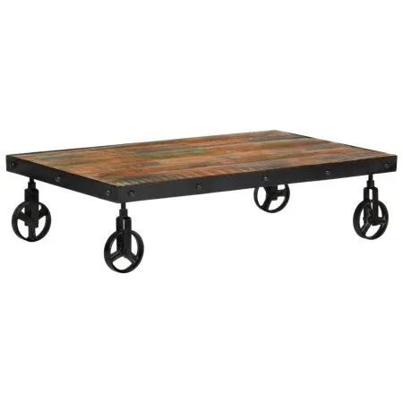 Mesa de centro con ruedas madera maciza reciclada 100x60x26 cm de vidaXL, Mesas de centro - Ref: Foro24-338016, Precio: 112,1...