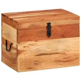 Caja de almacenaje madera maciza de acacia 39x28x31 cm de vidaXL, Baúles de almacenamiento - Ref: Foro24-338482, Precio: 69,8...