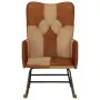 Mecedora de cuero auténtico y lona marrón de vidaXL, Mecedoras - Ref: Foro24-339691, Precio: 123,47 €, Descuento: %