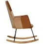 Mecedora de cuero auténtico y lona marrón de vidaXL, Mecedoras - Ref: Foro24-339691, Precio: 123,47 €, Descuento: %