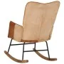 Mecedora de cuero auténtico y lona marrón de vidaXL, Mecedoras - Ref: Foro24-339691, Precio: 123,47 €, Descuento: %