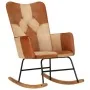 Mecedora de cuero auténtico y lona marrón de vidaXL, Mecedoras - Ref: Foro24-339691, Precio: 123,47 €, Descuento: %