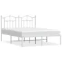 Metal bed frame with white headboard 140x190 cm by vidaXL, Beds and slatted bases - Ref: Foro24-353488, Price: 115,74 €, Disc...