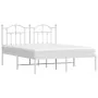 Metal bed frame with white headboard 140x190 cm by vidaXL, Beds and slatted bases - Ref: Foro24-353488, Price: 115,74 €, Disc...