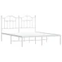 Metal bed frame with white headboard 140x190 cm by vidaXL, Beds and slatted bases - Ref: Foro24-353488, Price: 115,74 €, Disc...