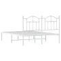 Metal bed frame with white headboard 140x190 cm by vidaXL, Beds and slatted bases - Ref: Foro24-353488, Price: 115,74 €, Disc...