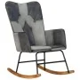 Mecedora de cuero auténtico y lona gris de vidaXL, Mecedoras - Ref: Foro24-339693, Precio: 100,31 €, Descuento: %
