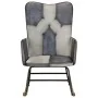 Mecedora de cuero auténtico y lona gris de vidaXL, Mecedoras - Ref: Foro24-339693, Precio: 100,31 €, Descuento: %