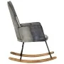 Mecedora de cuero auténtico y lona gris de vidaXL, Mecedoras - Ref: Foro24-339693, Precio: 100,31 €, Descuento: %