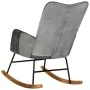 Mecedora de cuero auténtico y lona gris de vidaXL, Mecedoras - Ref: Foro24-339693, Precio: 100,31 €, Descuento: %