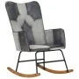 Mecedora de cuero auténtico y lona gris de vidaXL, Mecedoras - Ref: Foro24-339693, Precio: 100,31 €, Descuento: %