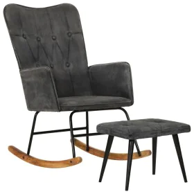 Mecedora con taburete reposapiés lona negro vintage de vidaXL, Mecedoras - Ref: Foro24-339702, Precio: 125,15 €, Descuento: %